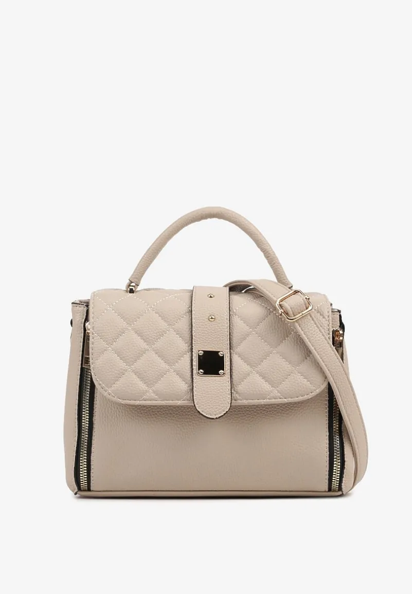 Beżowa Torebka Ozdobiona Pikowaniem z Rączką Lanerith