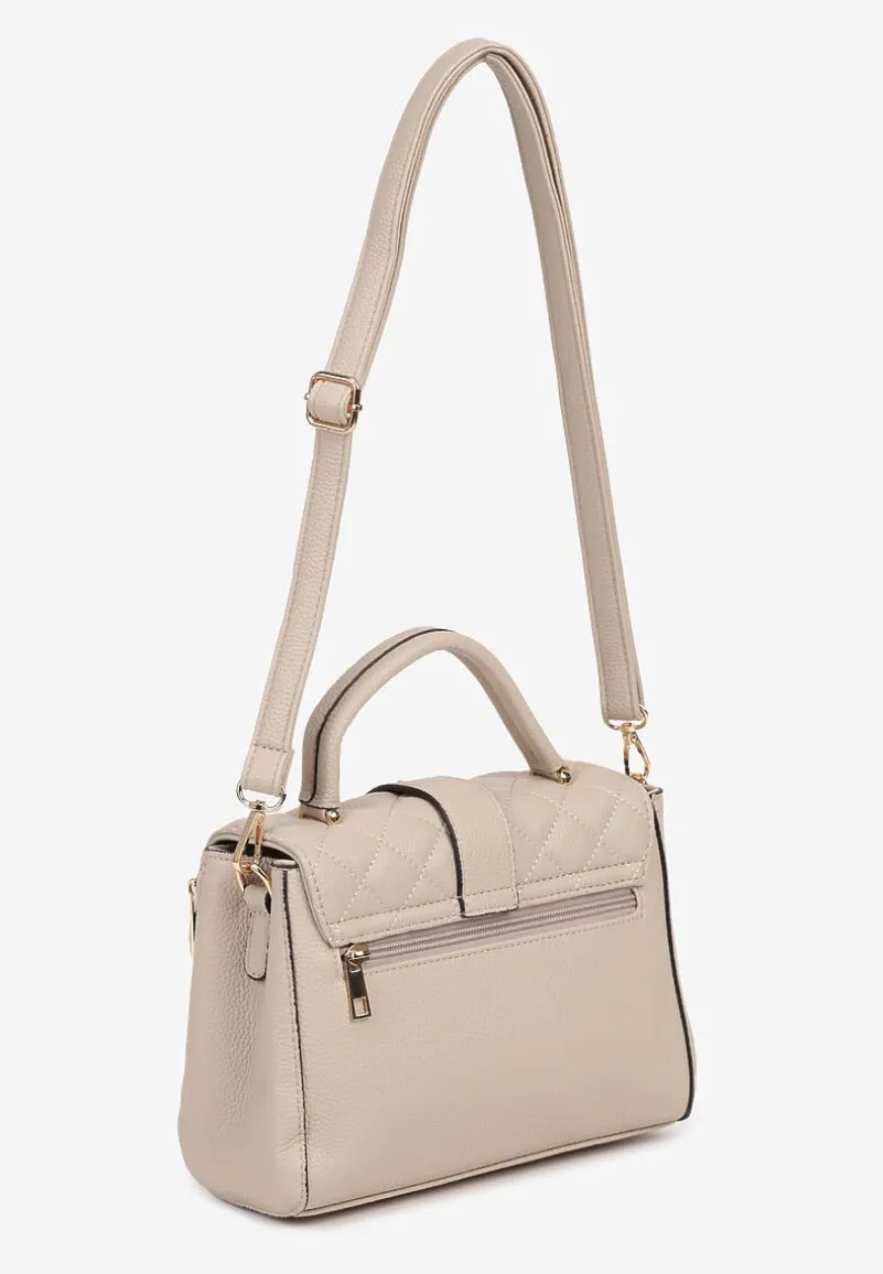 Beżowa Torebka Ozdobiona Pikowaniem z Rączką Lanerith