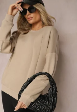 Beżowa Bawełniana Bluza z Łańcuszkiem Eleutia