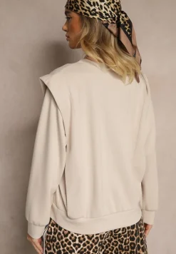 Beżowa Bluza z Wiskozą z Szerokimi Ramionami Alioris