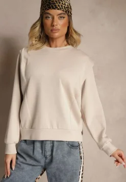 Beżowa Bluza z Wiskozą z Szerokimi Ramionami Alioris