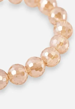 Beżowa Bransoletka Ozdobiona Błyszczącymi Koralikami Melissena