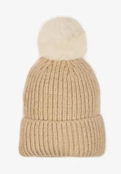 Beżowa Czapka Ozdobiona Pomponem Seandoriel