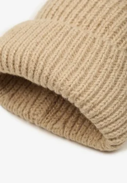 Beżowa Czapka Ozdobiona Pomponem Seandoriel