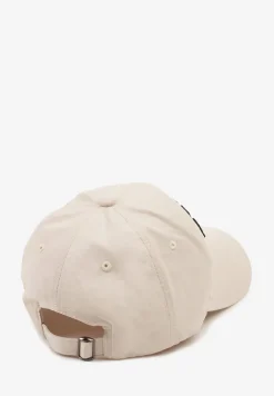 Beżowa Czapka z Bawełny z Daszkiem i Napisem Mirazi
