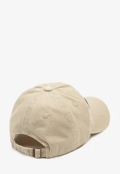 Beżowa Czapka z Daszkiem z Bawełny Ozdobiona Napisem Voceana