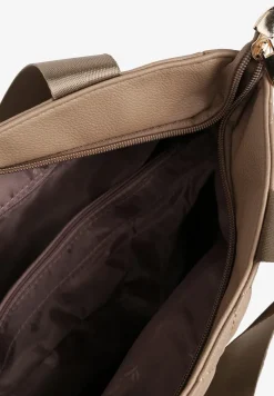 Beżowa Duża Torebka Pikowana Ozdobiona Aplikacją z Regulowanym Paskiem Reriora