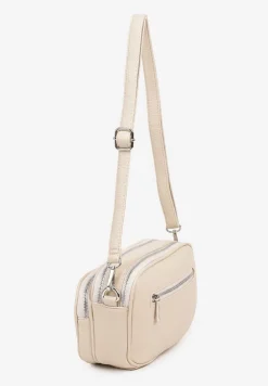 Beżowa Dwukomorowa Torebka Typu Listonoszka Ellirin
