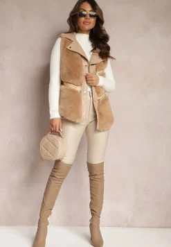 Beżowa Kamizelka Futrzana Hinlosh