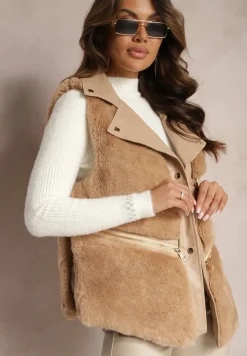 Beżowa Kamizelka Futrzana Hinlosh