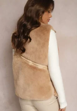 Beżowa Kamizelka Futrzana Hinlosh