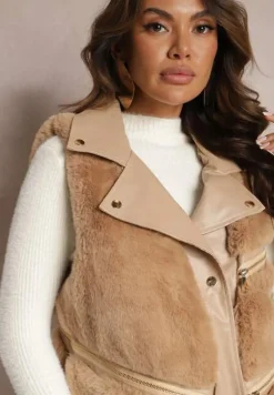 Beżowa Kamizelka Futrzana Hinlosh