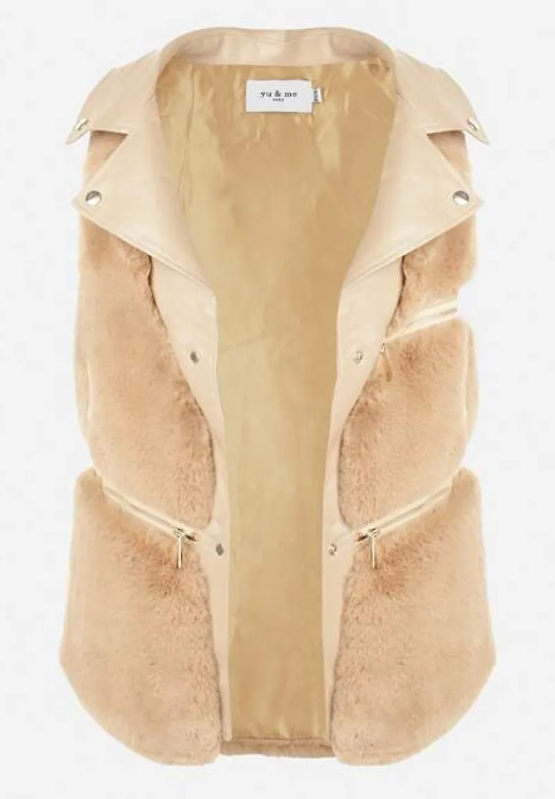 Beżowa Kamizelka Futrzana Hinlosh