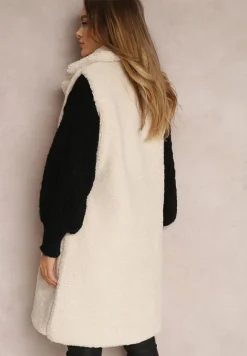 Beżowa Kamizelka z Futerka typu Baranek Cihe