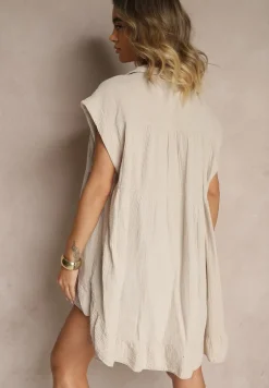 Beżowa Koszula z Falbanką Novialene