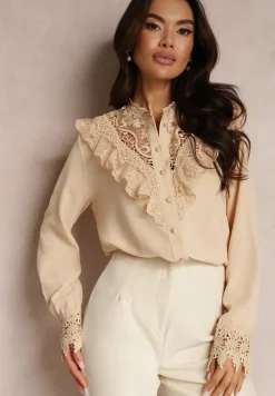 Beżowa Koszula z Koronką Hassei
