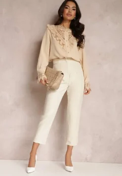 Beżowa Koszula z Koronką Hassei
