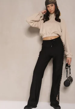 Beżowa Krótka Bluza ze Stójką Benola