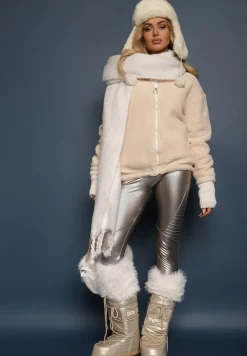 Beżowa Kurtka Baranek Rozpinana Inarethia