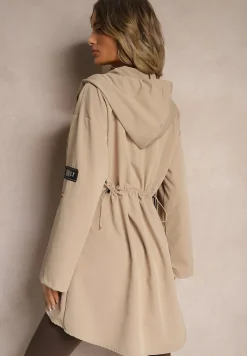 Beżowa Kurtka Oversize Wiatrówka Ceshela