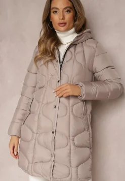 Beżowa Kurtka Pikowana z Kapturem Tuula