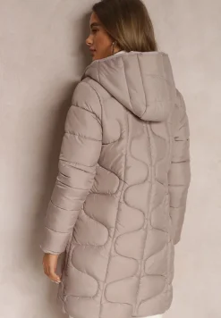 Beżowa Kurtka Pikowana z Kapturem Tuula