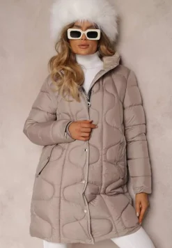 Beżowa Kurtka Pikowana z Kapturem Tuula