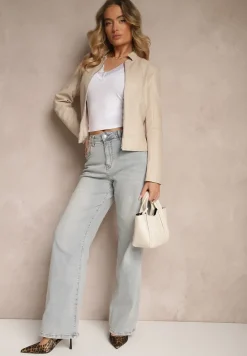 Beżowa Kurtka w Stylu Ramoneski Ilowina