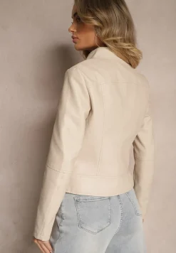 Beżowa Kurtka w Stylu Ramoneski Ilowina