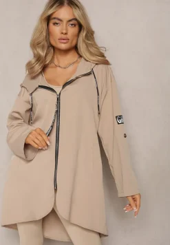 Beżowa Kurtka Wiatrówka Oversize Palishe