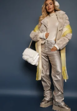 Beżowa Kurtka z Futerkiem Shetty