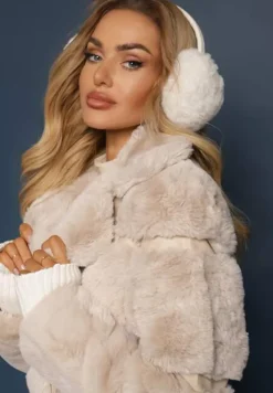 Beżowa Kurtka z Futerkiem Shetty