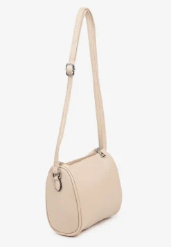 Beżowa Mała Torebka Listonoszka z Kieszeniami na Suwak Savirette