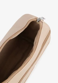 Beżowa Mała Torebka Listonoszka z Kieszeniami na Suwak Savirette