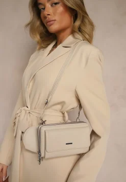 Beżowa Mała Torebka z Dwiema Komorami i Dodatkowymi Odpinanymi Paskami Sialitha
