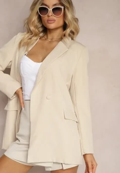 Beżowa Marynarka Dwurzędowa Tanou