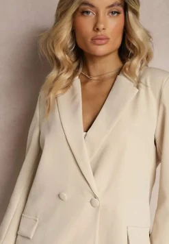 Beżowa Marynarka Dwurzędowa Tanou