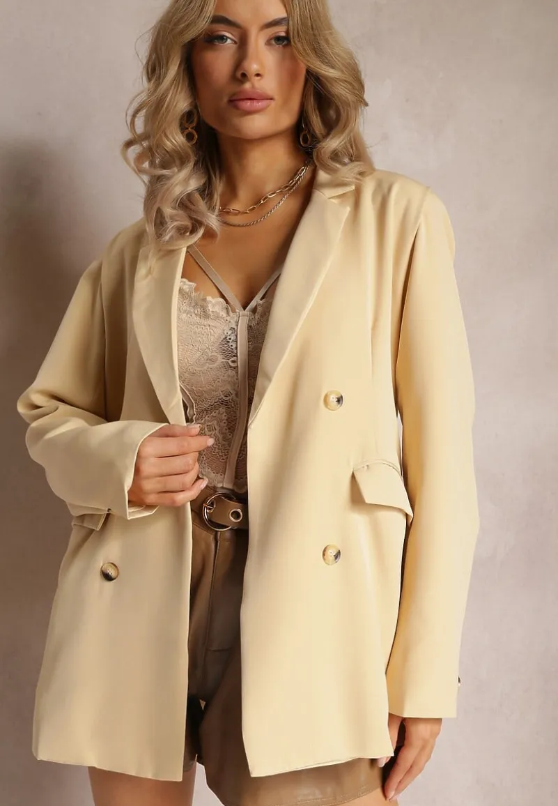 Beżowa Marynarka z Klapami Ruqae