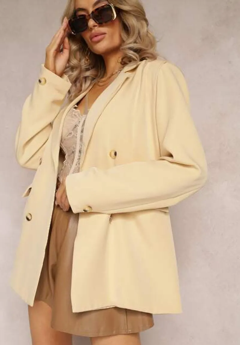 Beżowa Marynarka z Klapami Ruqae