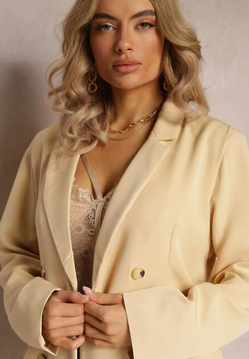 Beżowa Marynarka z Klapami Ruqae