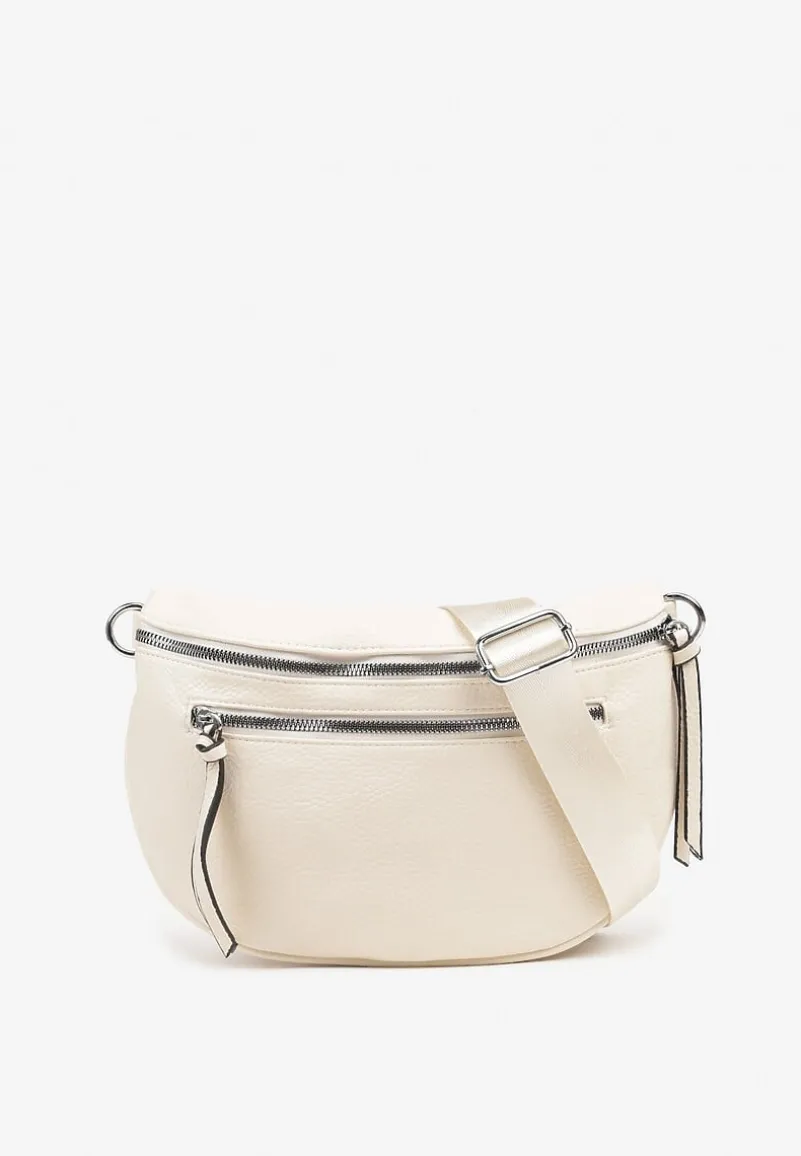 Beżowa Nerka Ozdobiona Frędzlami przy Suwakach Nilarisse