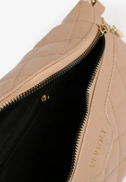 Beżowa Nerka Tłoczona Ozdobiona z Portmonetką i Napisem Ananne