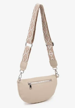 Beżowa Nerka z Materiałowym Paskiem w Mozaikowe Wzorki Delavinea