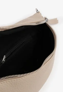 Beżowa Nerka z Materiałowym Paskiem w Mozaikowe Wzorki Delavinea