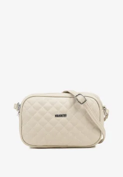 Beżowa Pikowana Torebka Listonoszka Ozdobiona Napisem Silanire