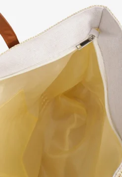 Beżowa Plażowa Torebka Shopperka z Plecionki Rivauri