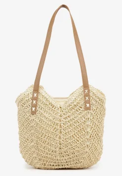Beżowa Pleciona Torebka na Ramię Liralice