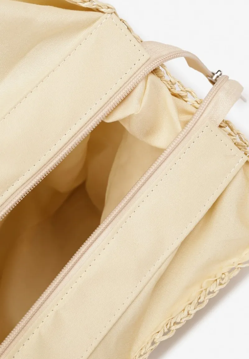 Beżowa Pleciona Torebka na Ramię Liralice