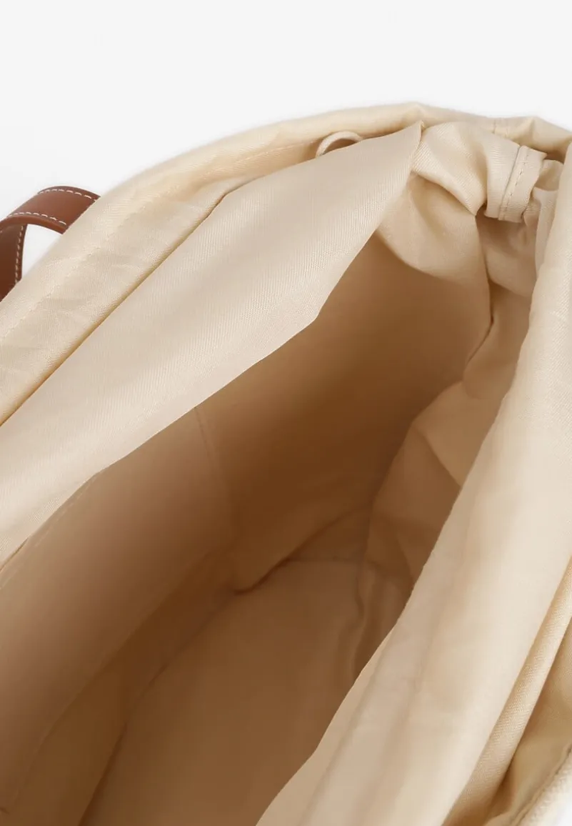 Beżowa Pleciona Torebka o Fasonie Koszyka z Rączkami Corallie