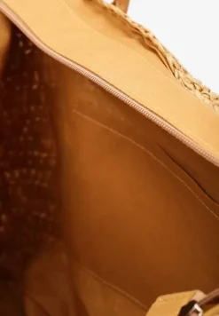 Beżowa Pleciona Torebka o Dużym Fasonie Tote w Stylu Boho Emerria